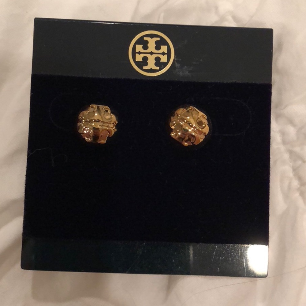 NEW Tory Burch logo stud dome earrings